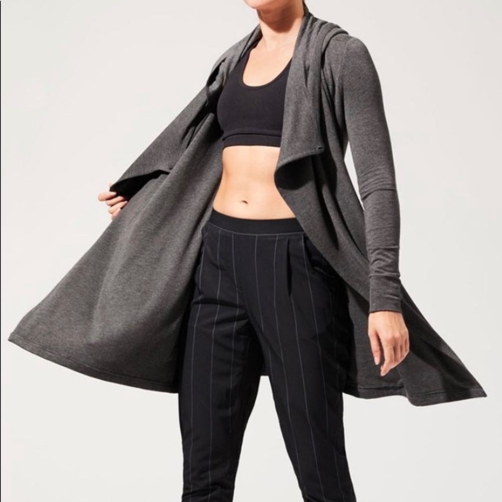 MPG Heather Charcoal Hooded Wrap Cardigan